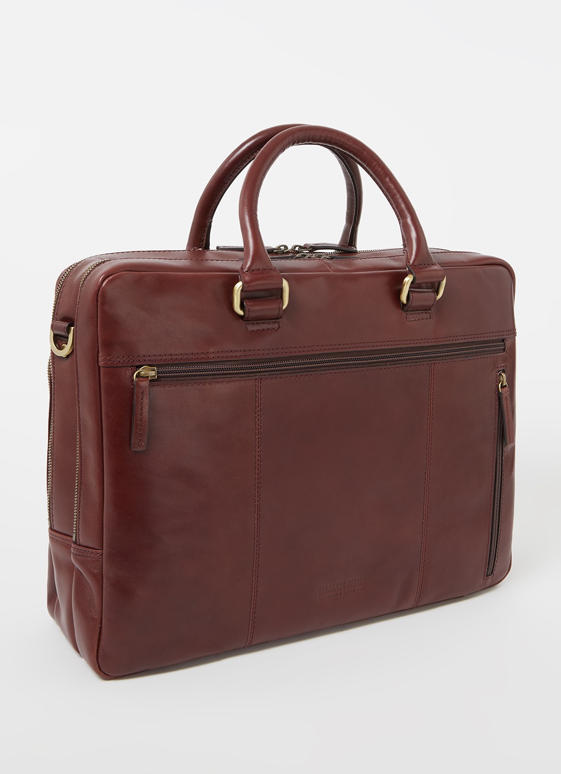 Leonhard Heyden Cambridge L businesstas met 15 inch laptopvak - achterkant 3 roodbruin