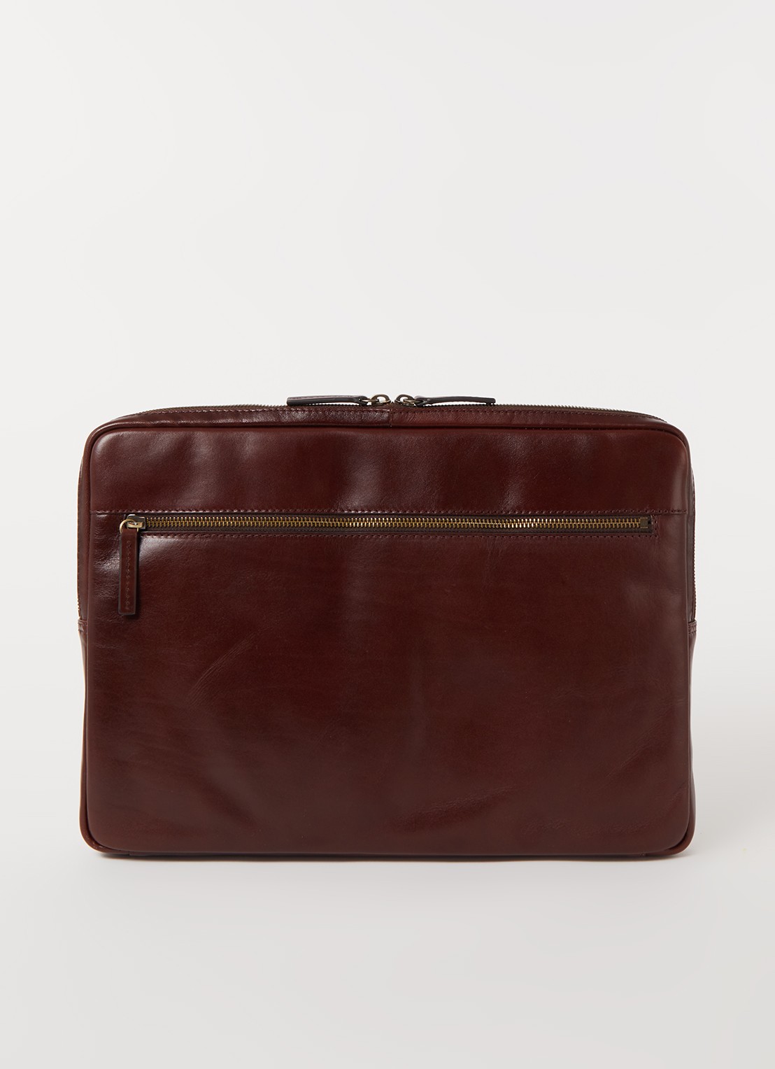 Leonhard Heyden Cambridge laptophoes van leer 15 inch - voorkant 2 kastanjebruin
