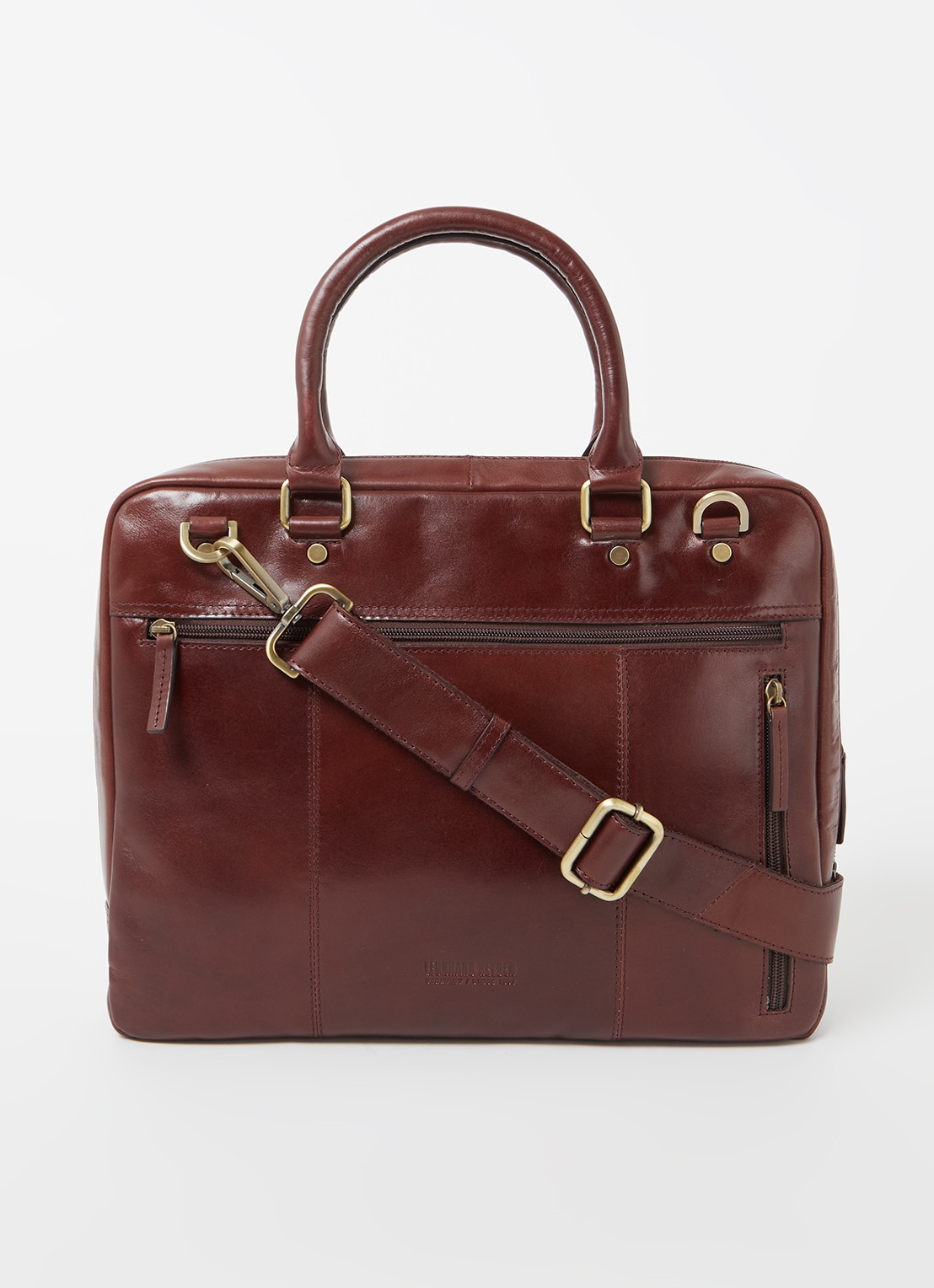 Leonhard Heyden Cambridge S businesstas van leer met 11 inch laptopvak - voorkant 3 roodbruin