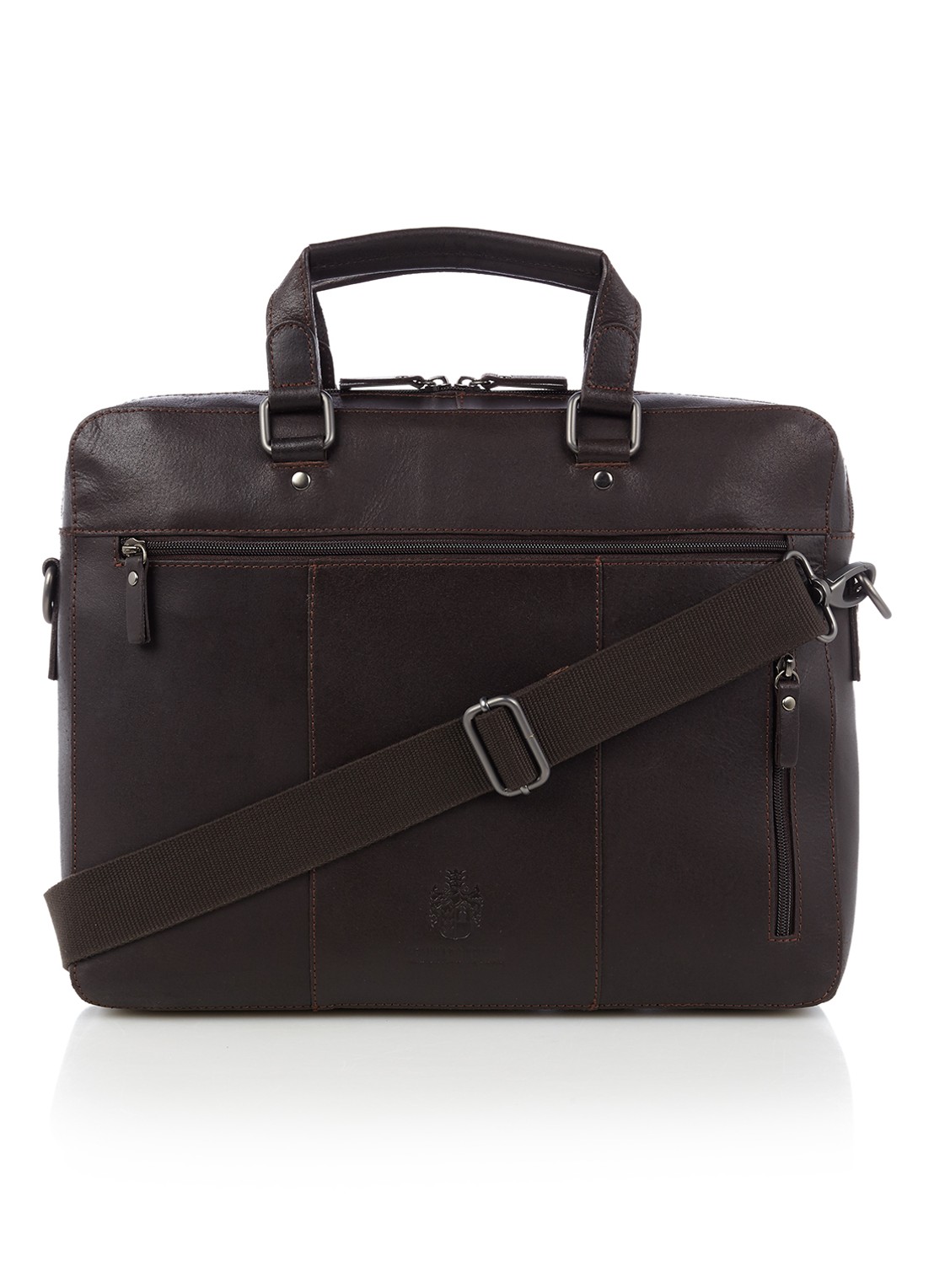 Leonhard Heyden Dakota businesstas van leer met laptopvak 15 inch  - voorkant 3 donkerbruin