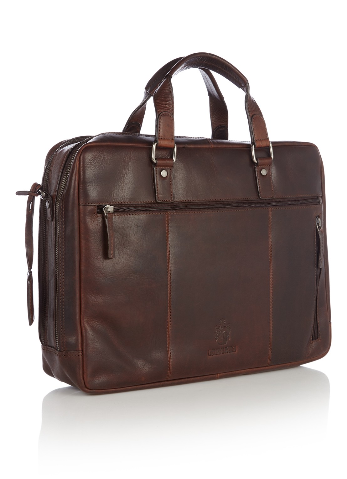 Leonhard Heyden Roma businesstas van leer met laptopvak 15 inch - detail 2 donkerbruin