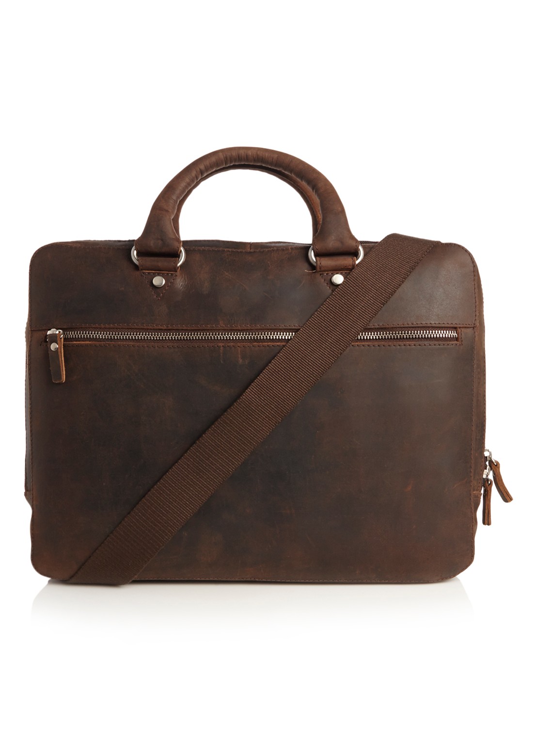 Leonhard Heyden Salisbury laptoptas in donkerbruin leer - voorkant 4 donkerbruin