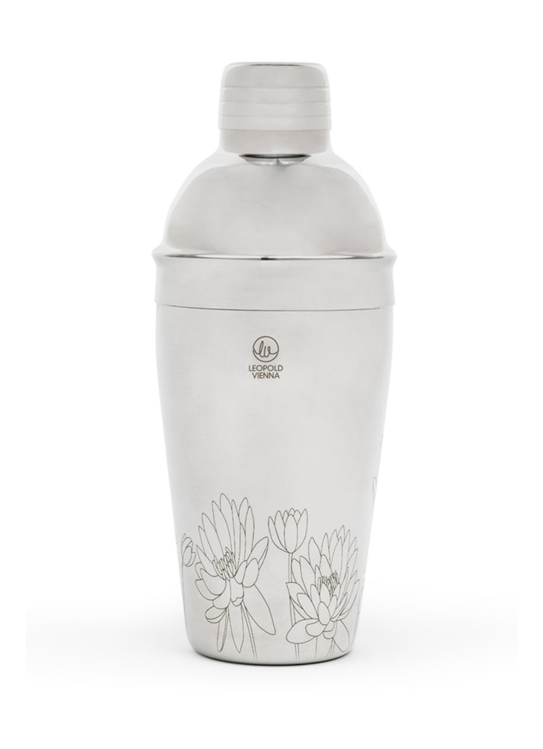 Leopold Vienna Flowers cocktailshaker 50 cl - voorkant zilver