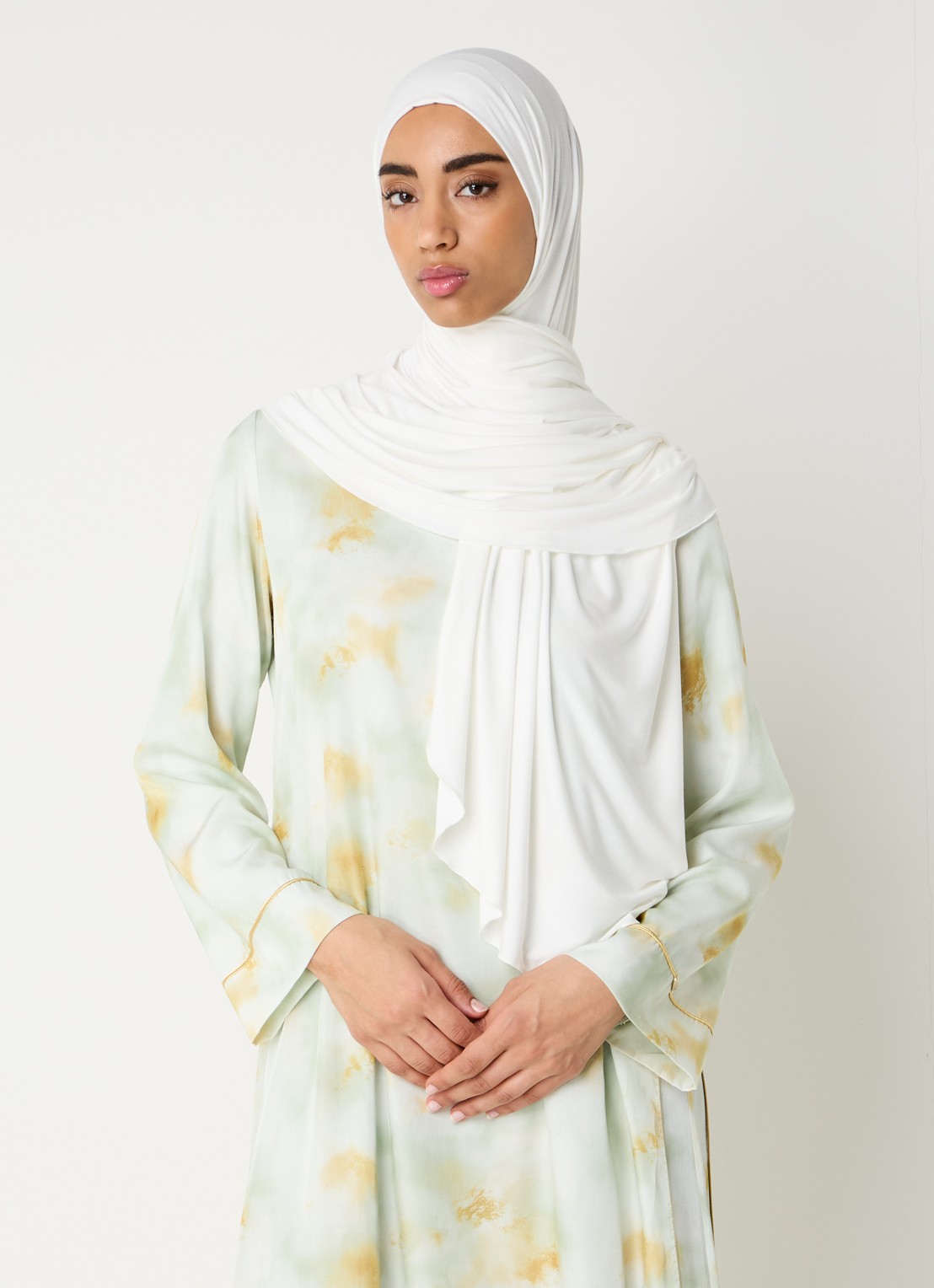 LES Atelier Bamboo Jersey hoofddoek 180 x 82 cm - voorkant 2 wit