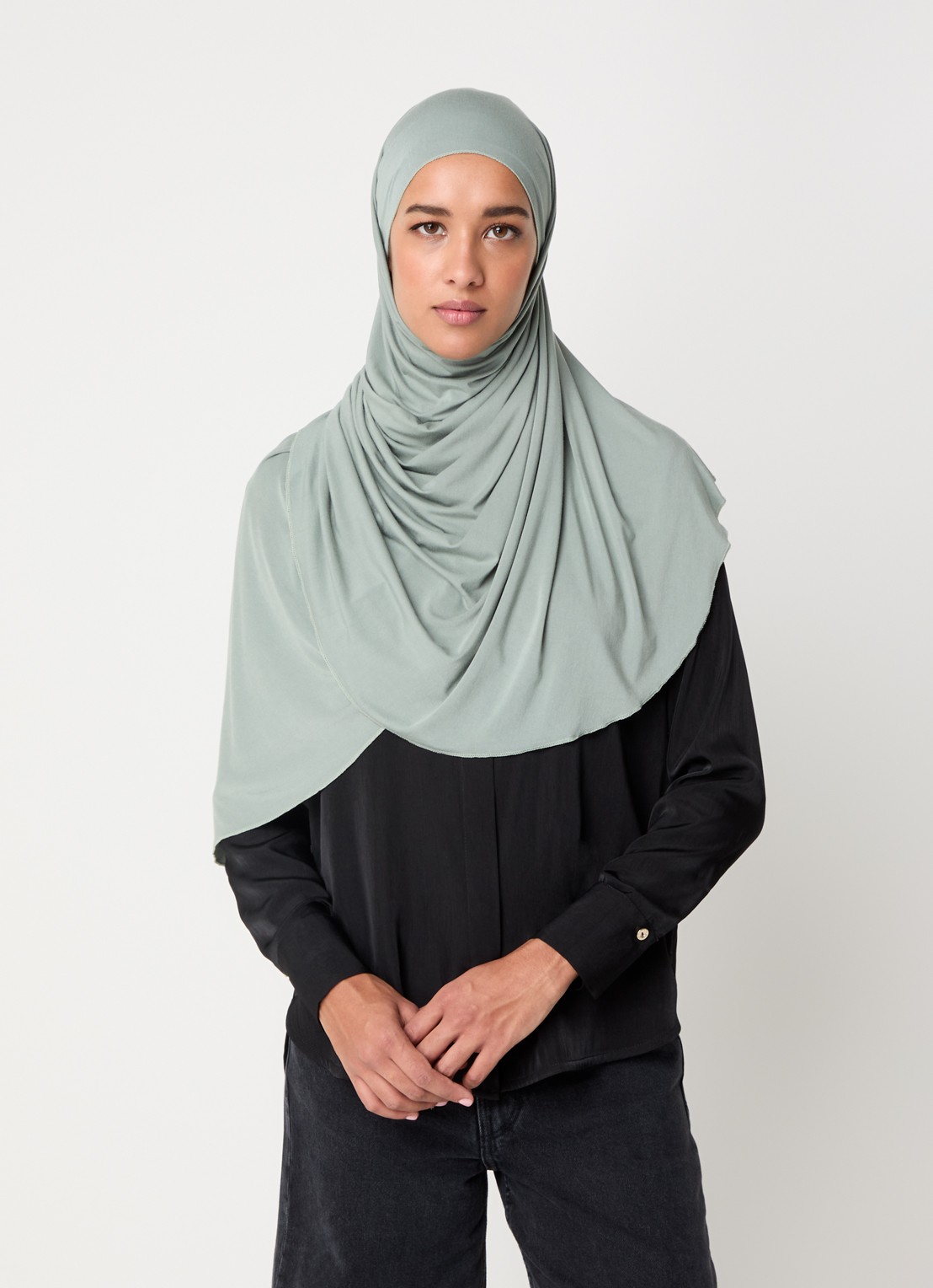 LES Atelier Bamboo Jersey hoofddoek 180 x 82 cm - voorkant 2 grijs