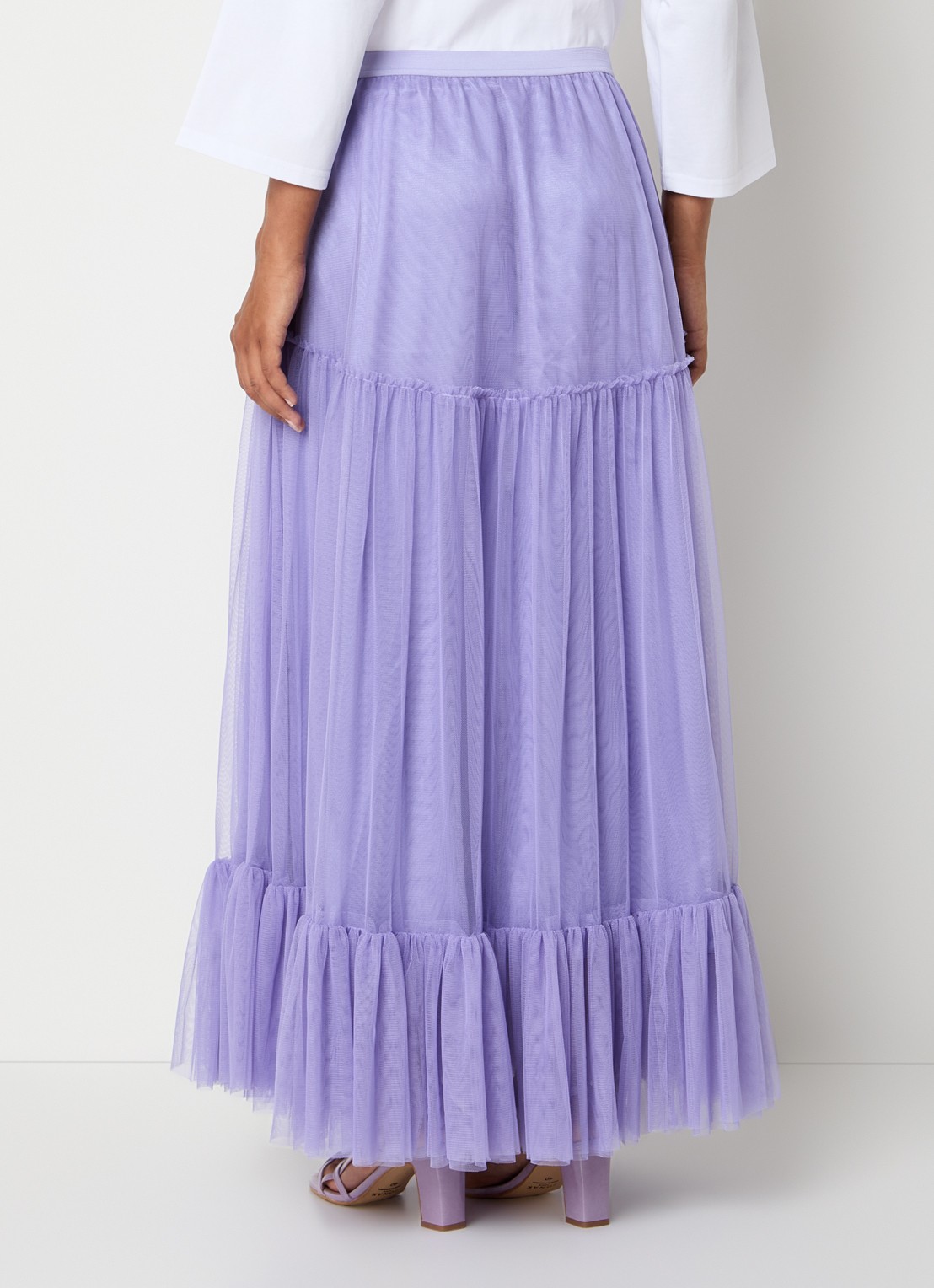 LES Atelier Dana maxi rok van mesh met logoborduring - achterkant 5 lila