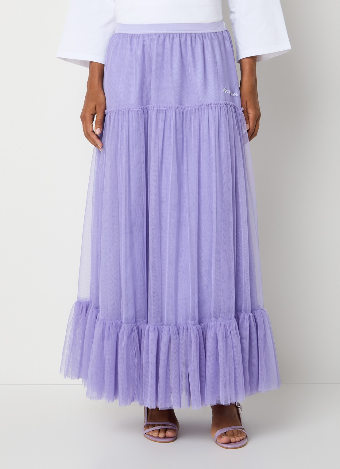 LES Atelier Dana maxi rok van mesh met logoborduring - detail 3 lila