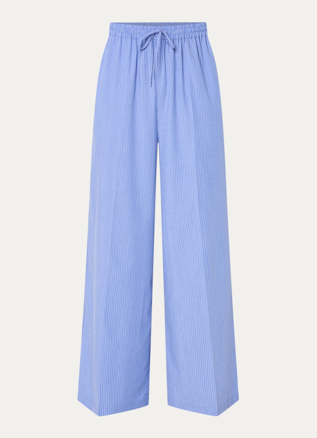 LES Atelier Ghala high waist straight fit broek met streepprint - voorkant 3 blauw