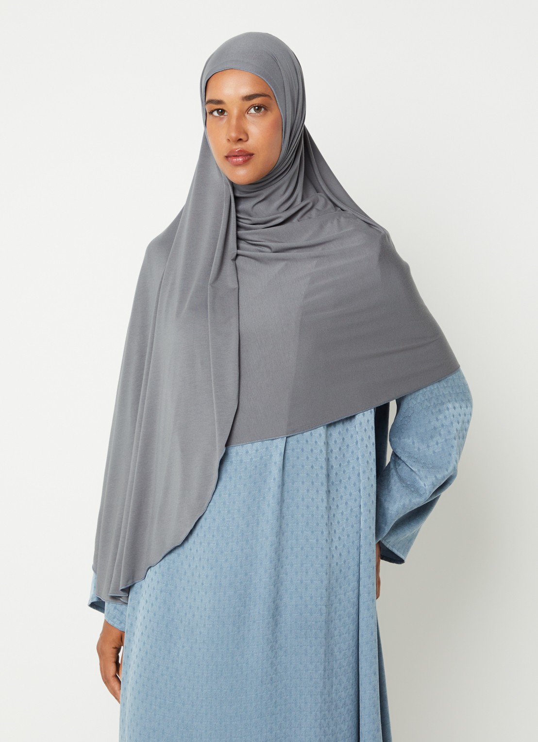 LES Atelier Hoofddoek van jersey 180 x 80 cm - voorkant 2 grijs