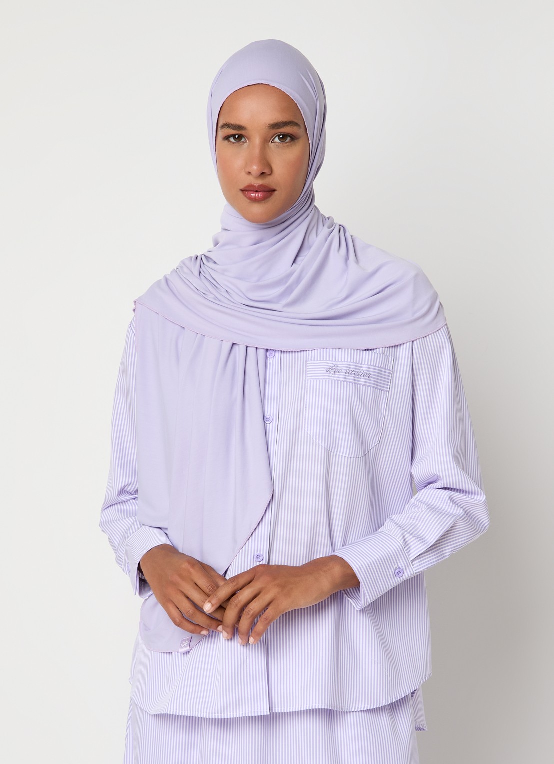 LES Atelier Hoofddoek van jersey 180 x 80 cm - voorkant 4 lila