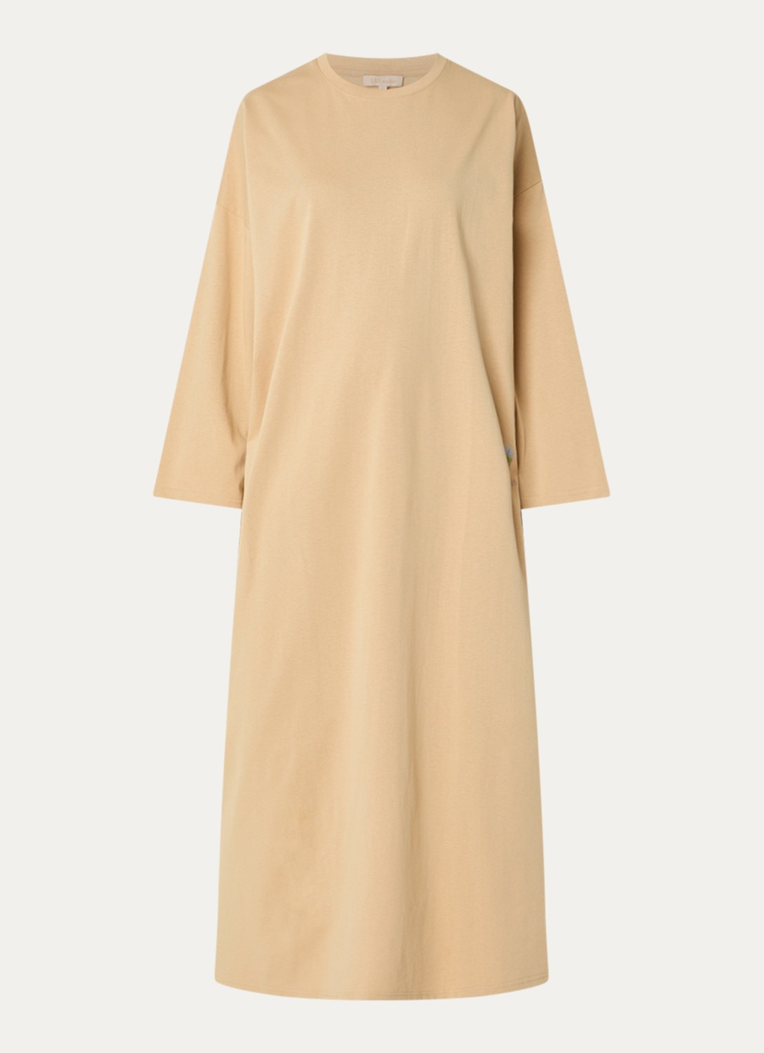 LES Atelier Ilya maxi jurk met borduring - voorkant khaki