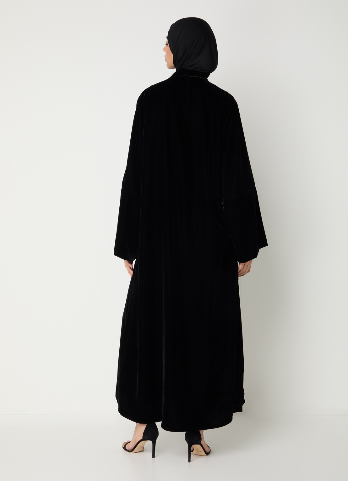 LES Atelier Leona abaya met drukknoopsluiting - achterkant 5 zwart
