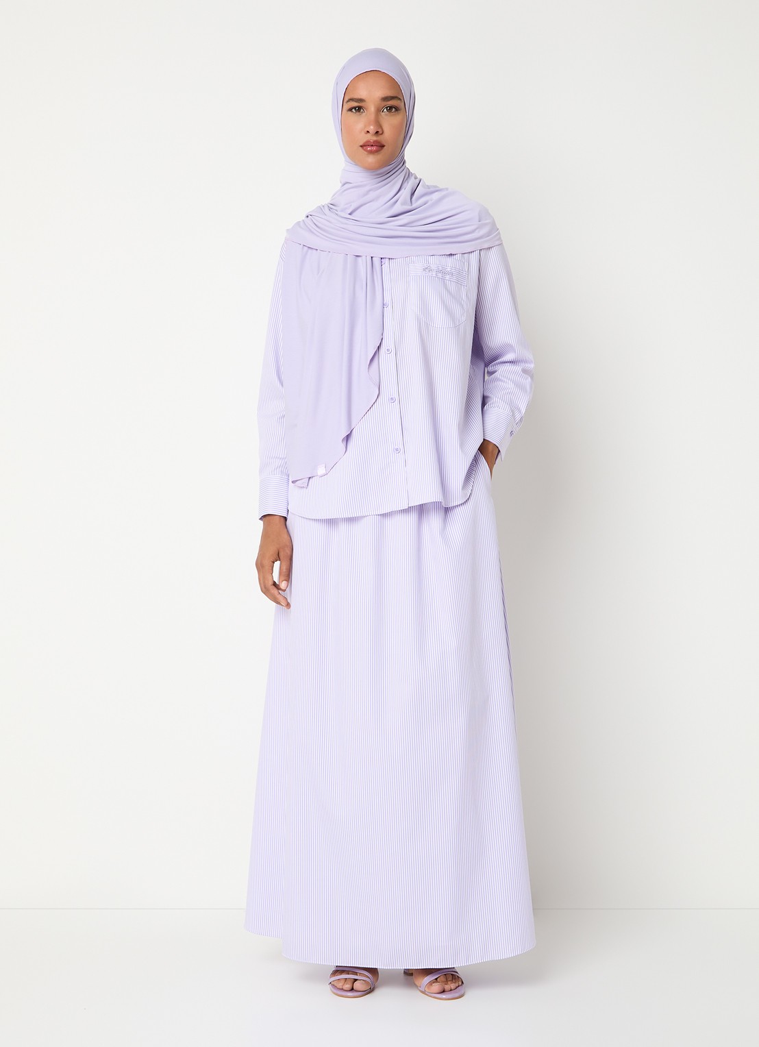 LES Atelier Luna maxi A-lijn rok met steekzakken - voorkant 2 lila