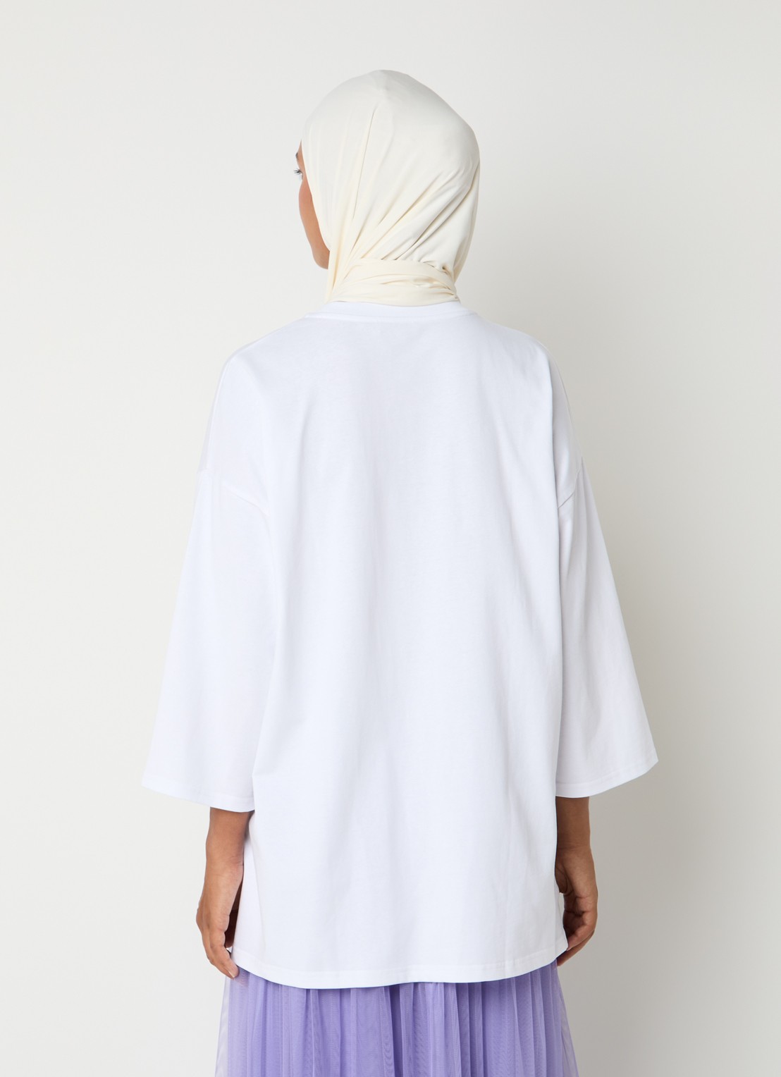 LES Atelier Nada oversized T-shirt met logoborduring - achterkant 5 wit