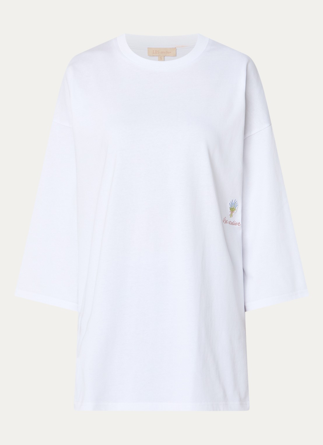 LES Atelier Nada oversized T-shirt met logoborduring - voorkant 3 wit