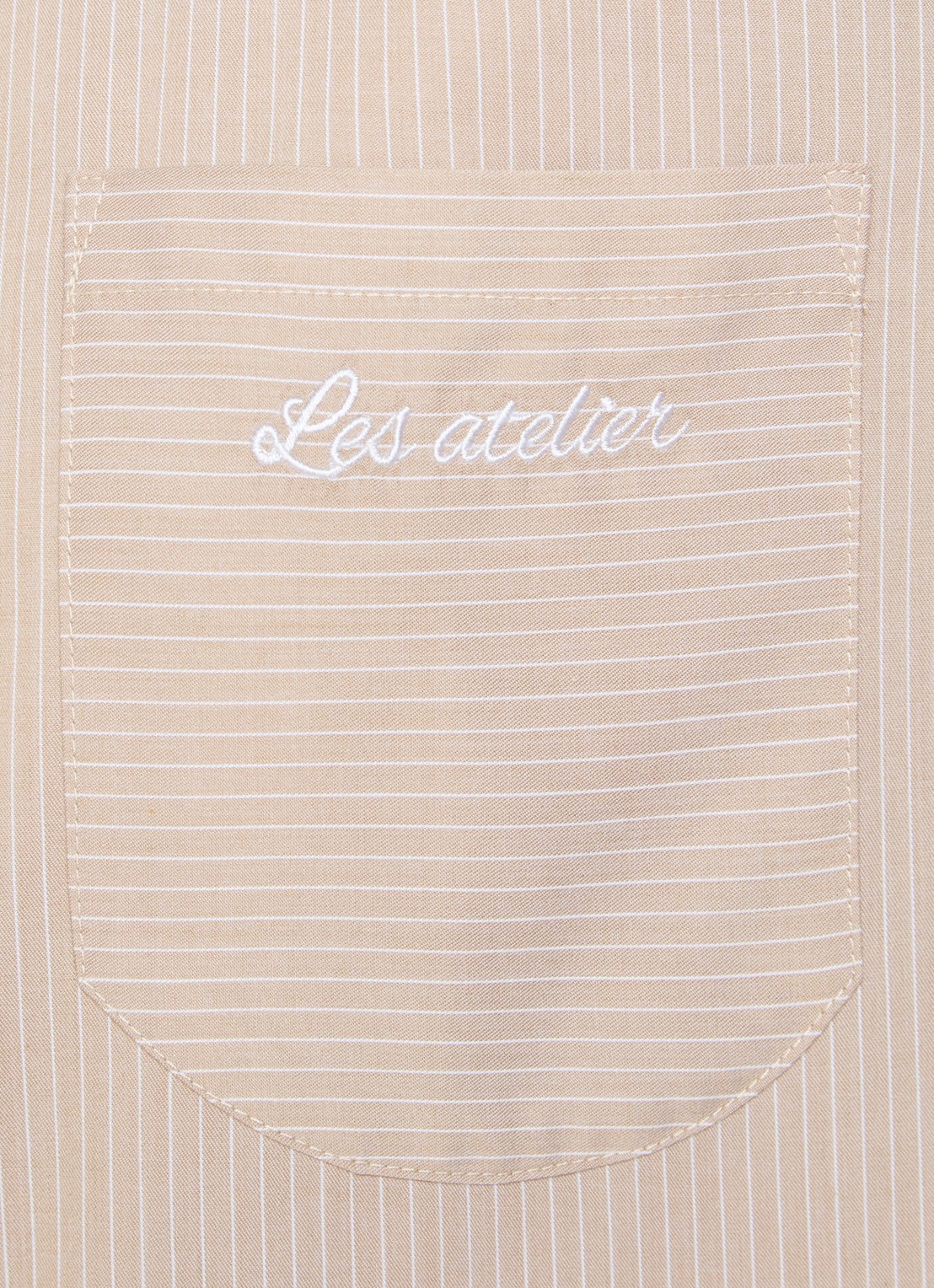 LES Atelier Salmia blouse met borstzak en streepprint - detail 3 khaki