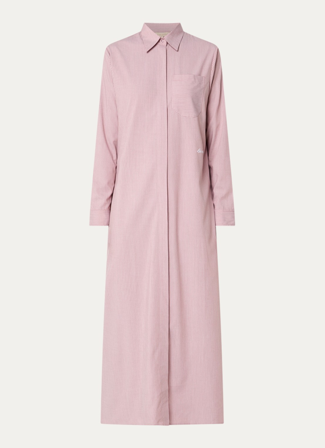 LES Atelier Shey maxi blousejurk met borstzak en stippenprint - voorkant oudroze