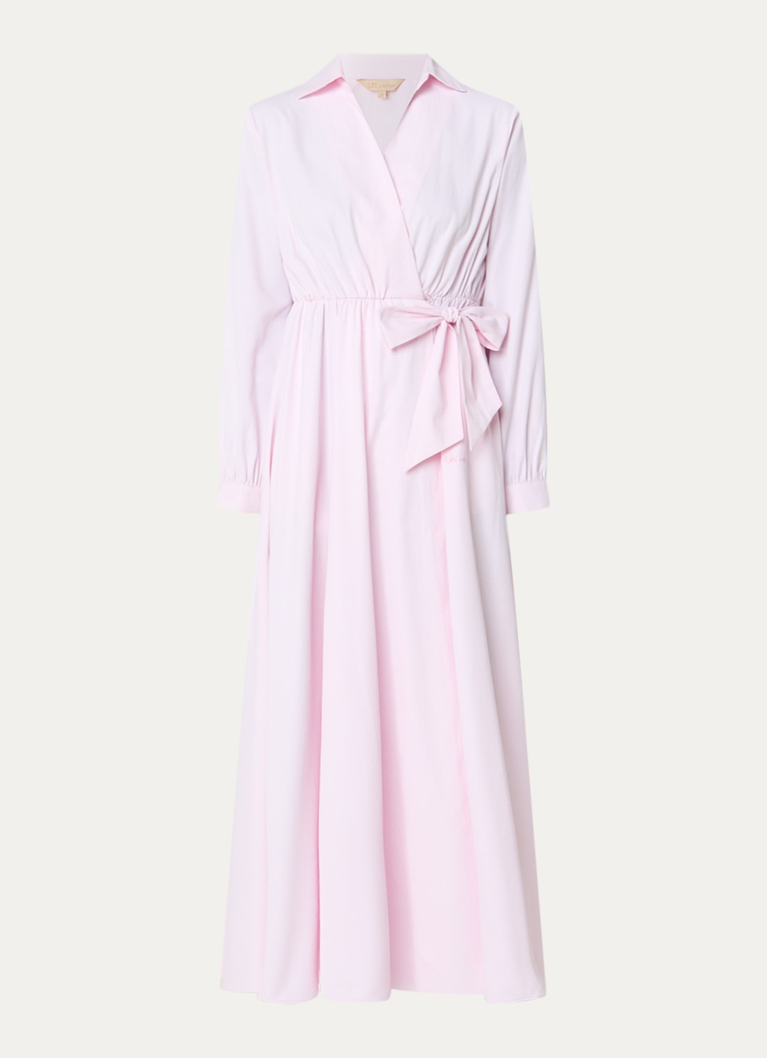 LES Atelier Sofia maxi wikkeljurk met steekzakken - voorkant 4 roze