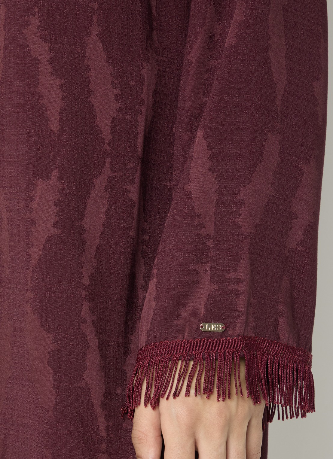 LES Atelier Soraya maxi jurk met print - detail 2 bordeauxrood