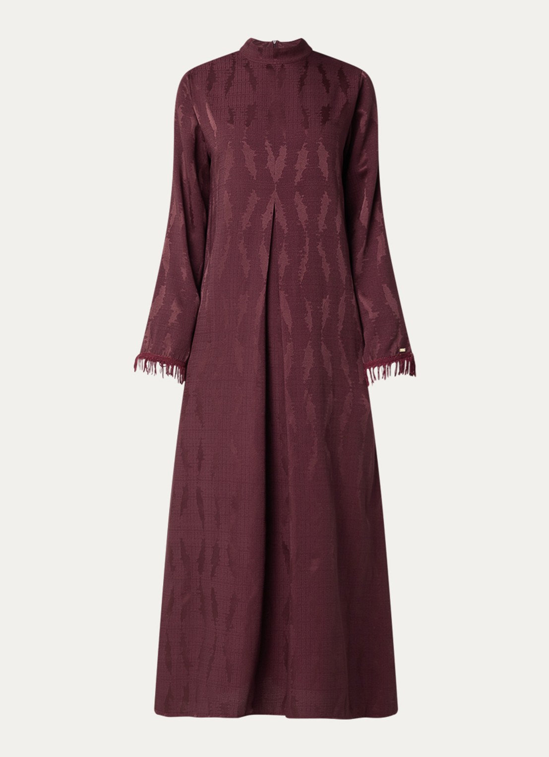 LES Atelier Soraya maxi jurk met print - voorkant 3 bordeauxrood
