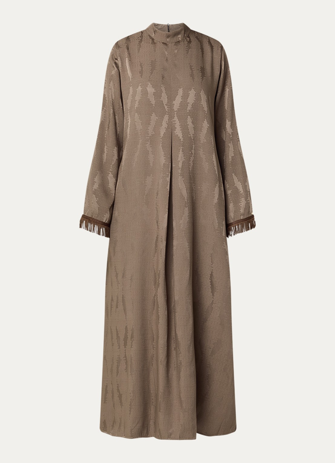 LES Atelier Soraya maxi jurk met print - voorkant 4 lichtbruin
