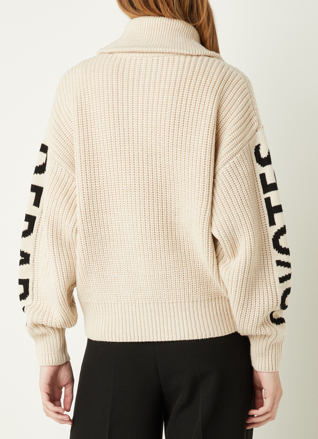 Les Coyotes de Paris Roxy trui van merino wol met ingebreid logopatroon - achterkant 4 beige