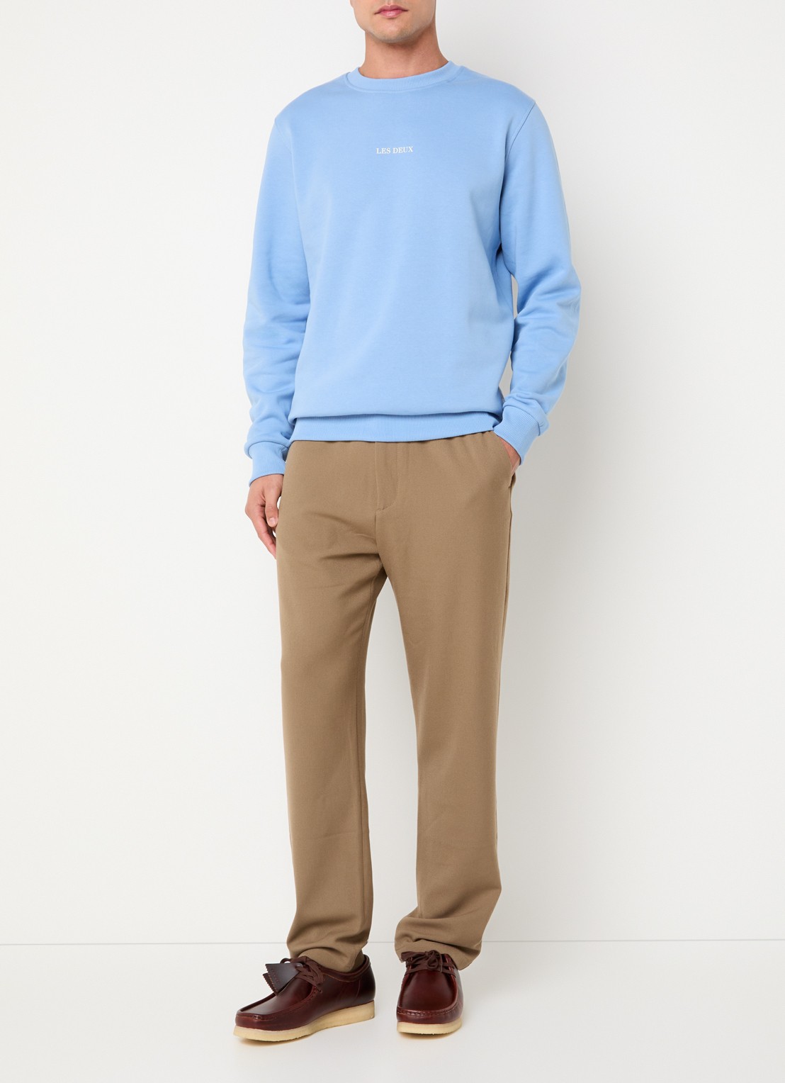 Les Deux Andrew sweater met logoprint - voorkant 3 donkerblauw