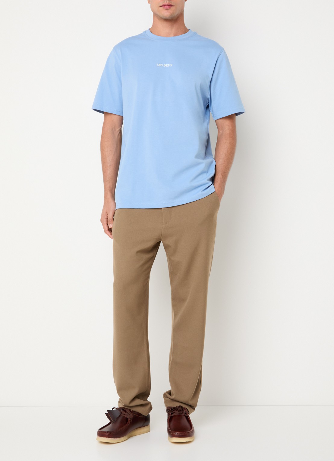Les Deux Andrew T-shirt met logoprint - voorkant 4 donkerblauw