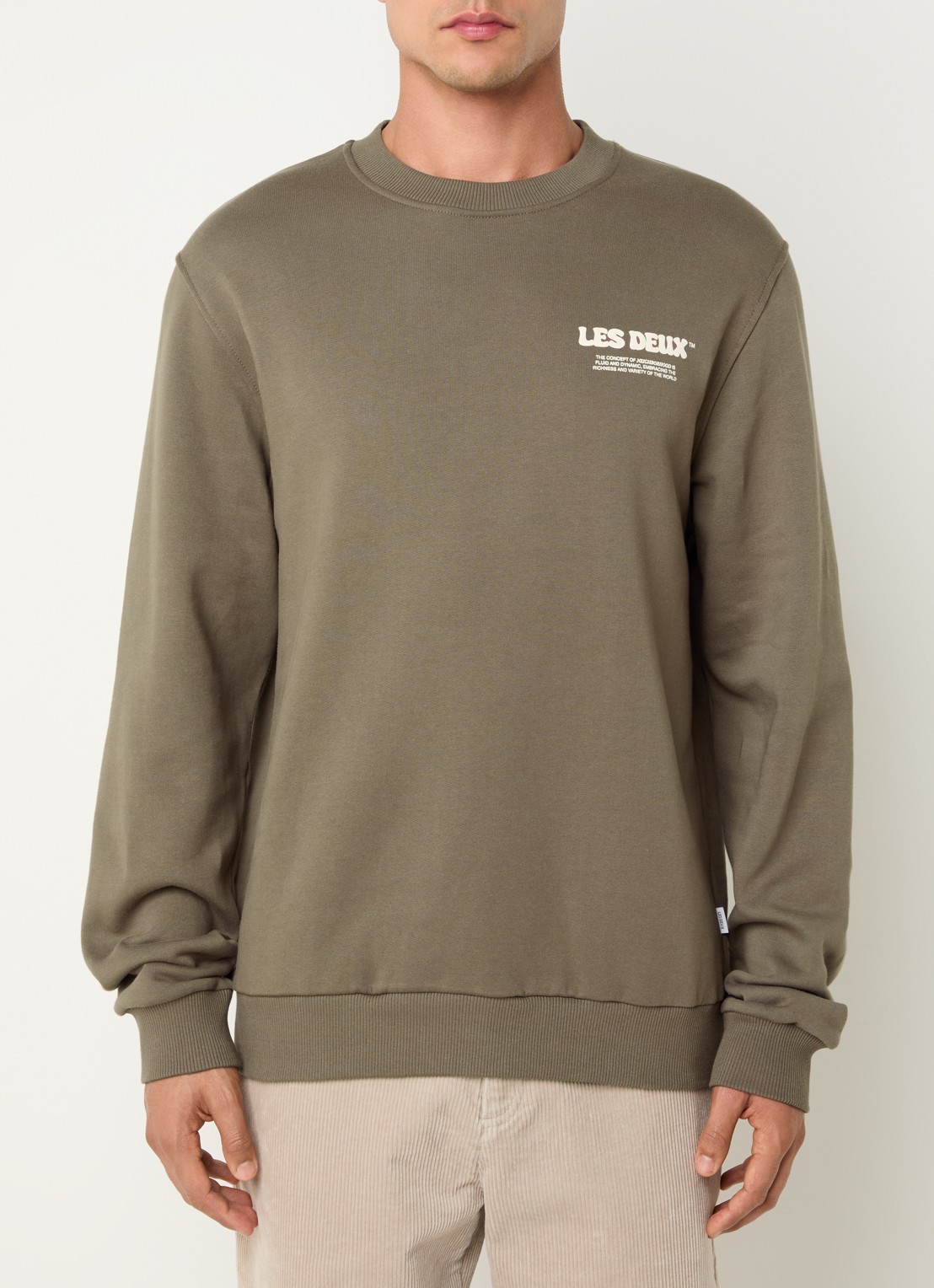 Les Deux Ben sweater met logo- en backprint - achterkant lichtbruin