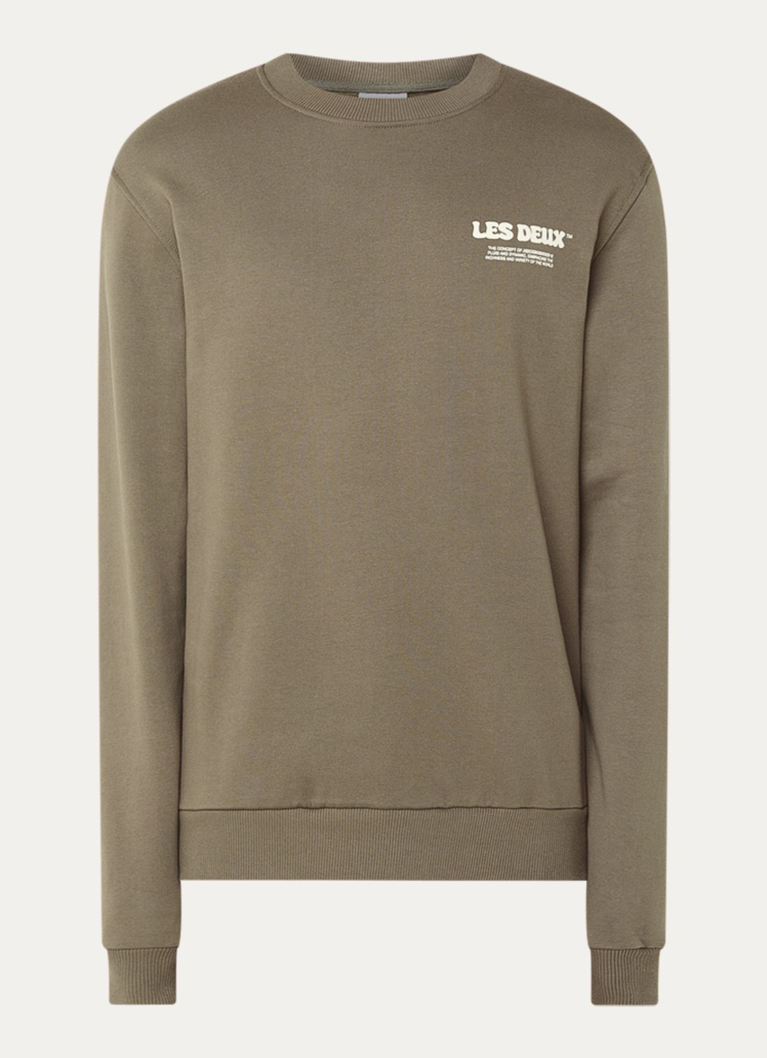 Les Deux Ben sweater met logo- en backprint - voorkant 3 lichtbruin