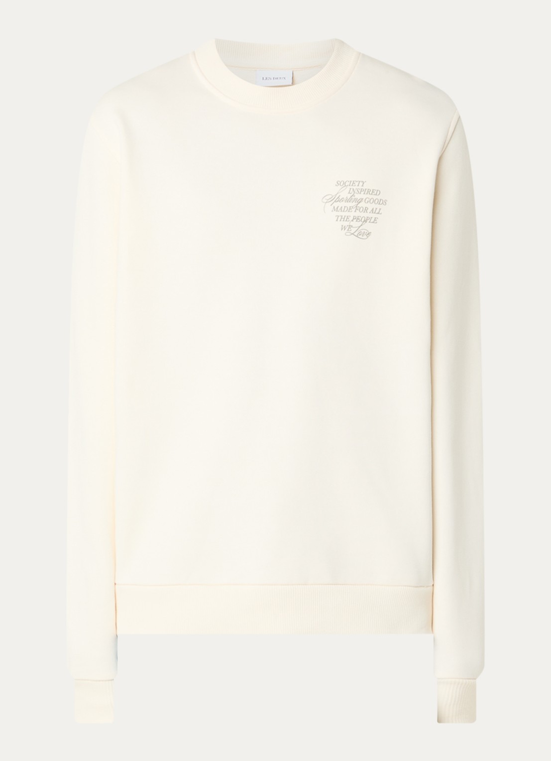Les Deux Ben sweater met logo- en backprint - voorkant 2 gebroken wit