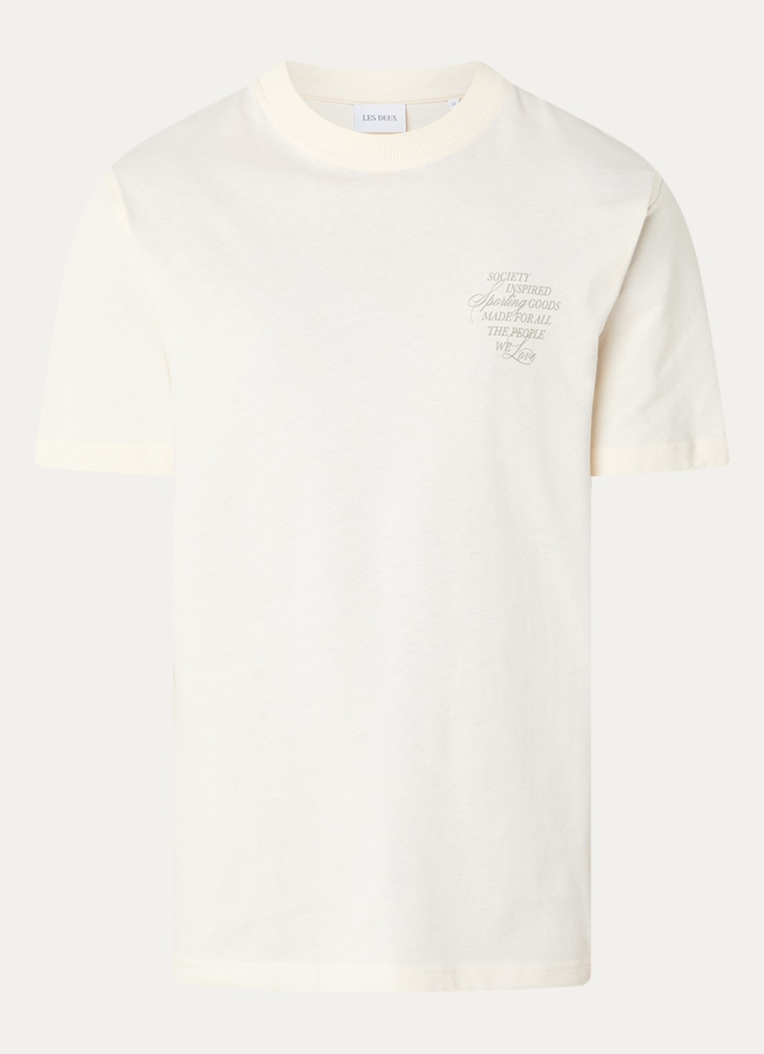 Les Deux Ben T-shirt met logo- en backprint - voorkant 2 gebroken wit
