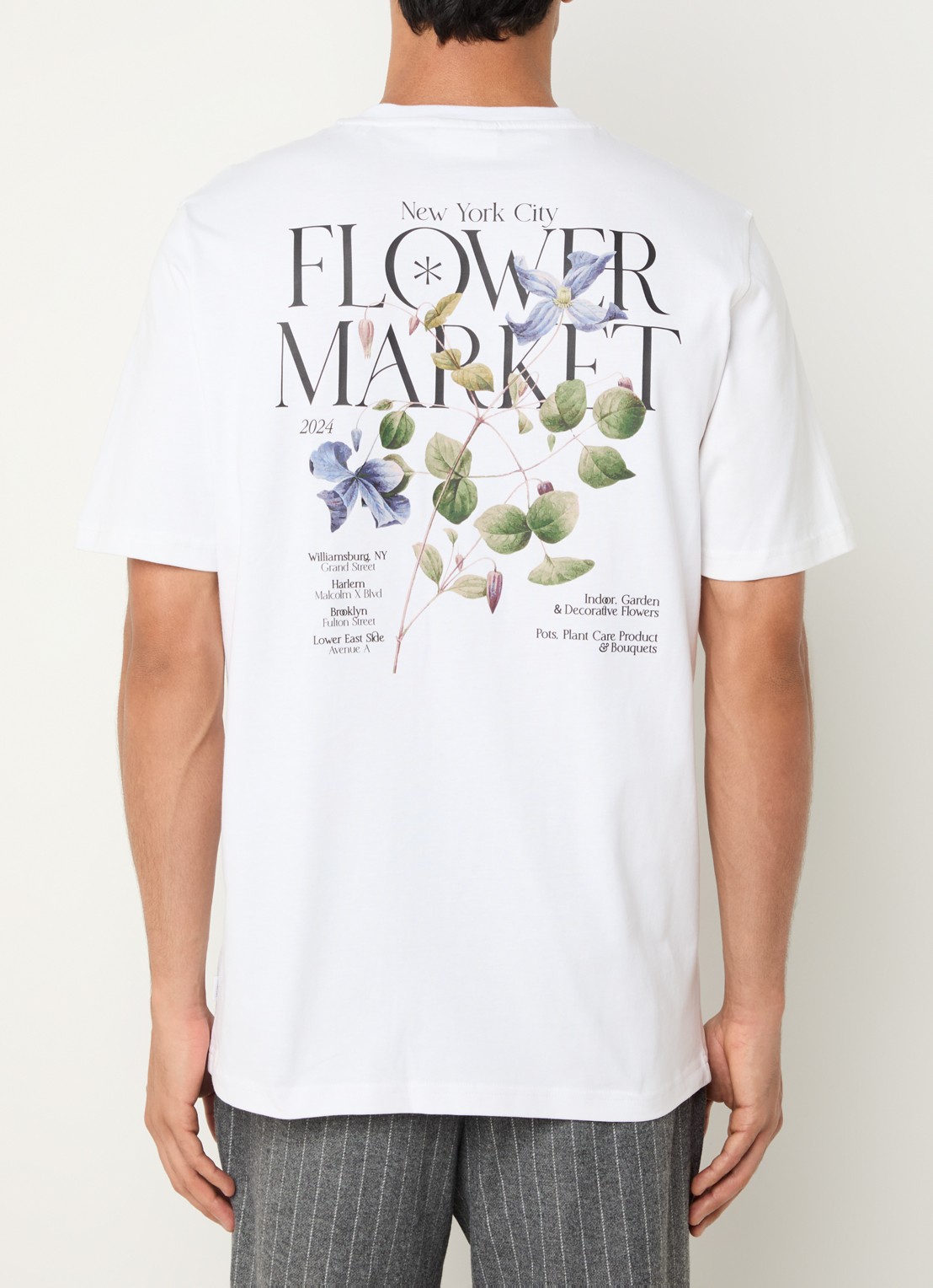 Les Deux Brady Flowermarket T-shirt met logo- en backprint - detail 3 wit