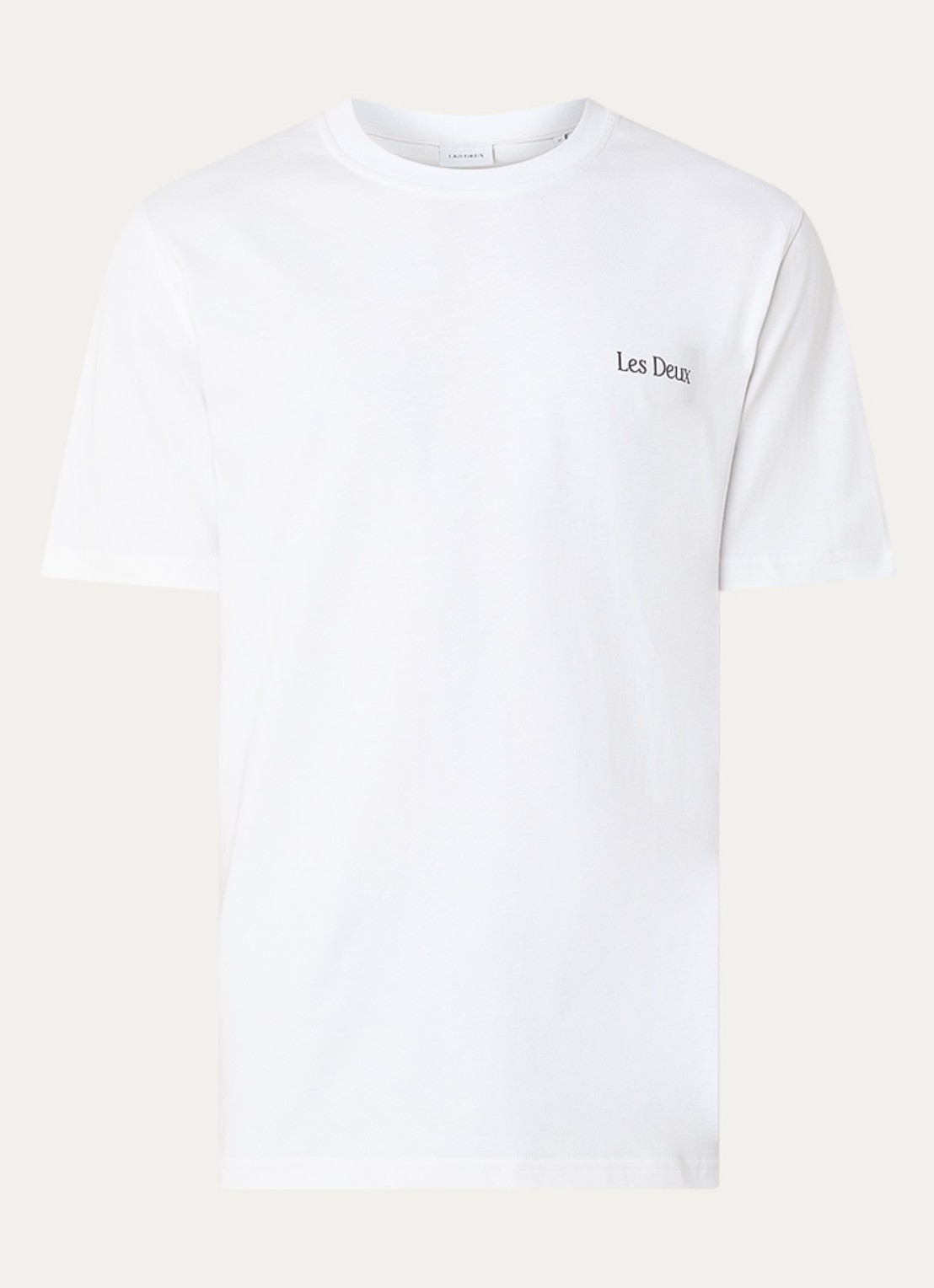 Les Deux Brady Flowermarket T-shirt met logo- en backprint - voorkant wit