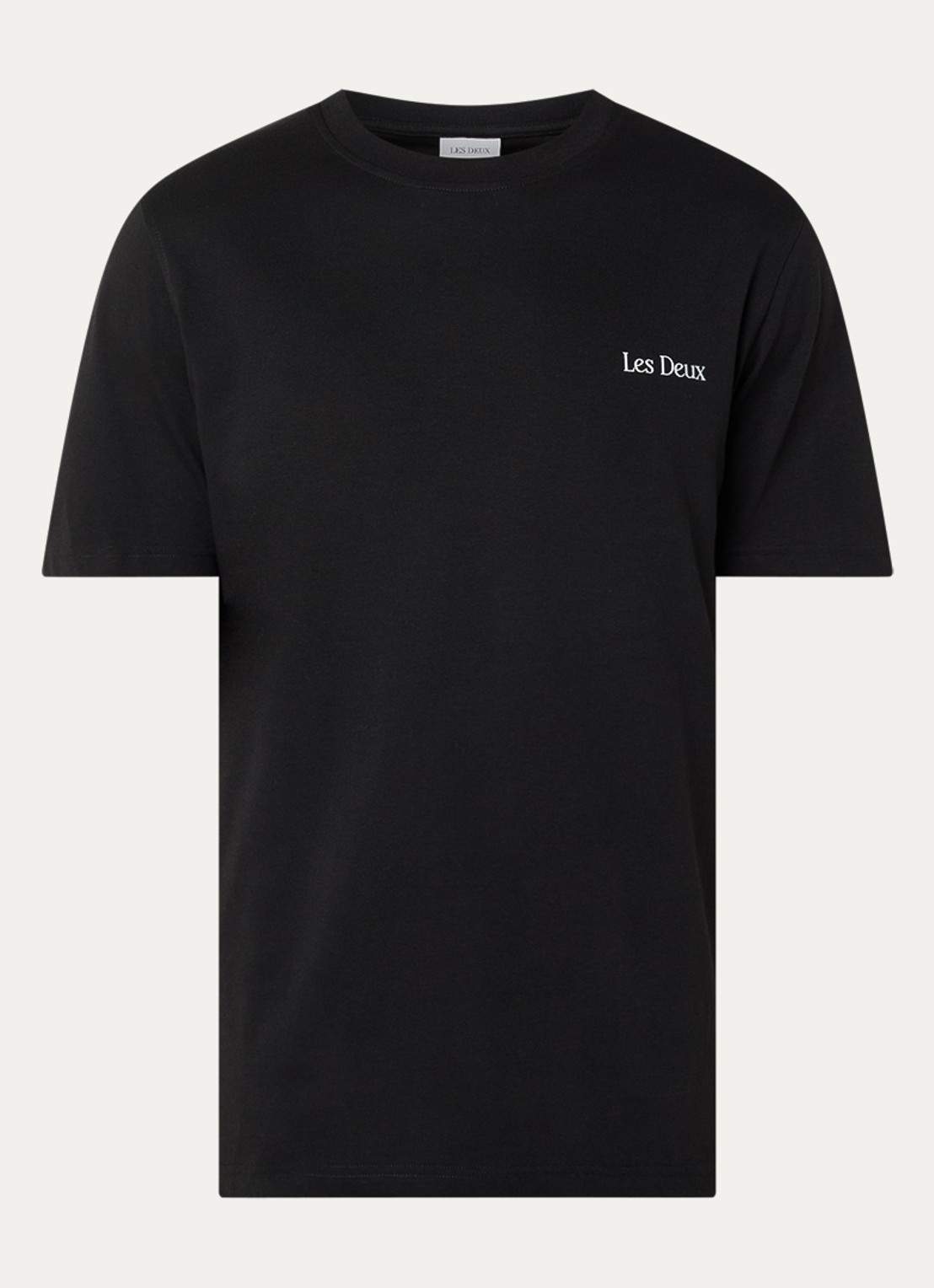 Les Deux Brady Flowermarket T-shirt met logo- en backprint - voorkant zwart