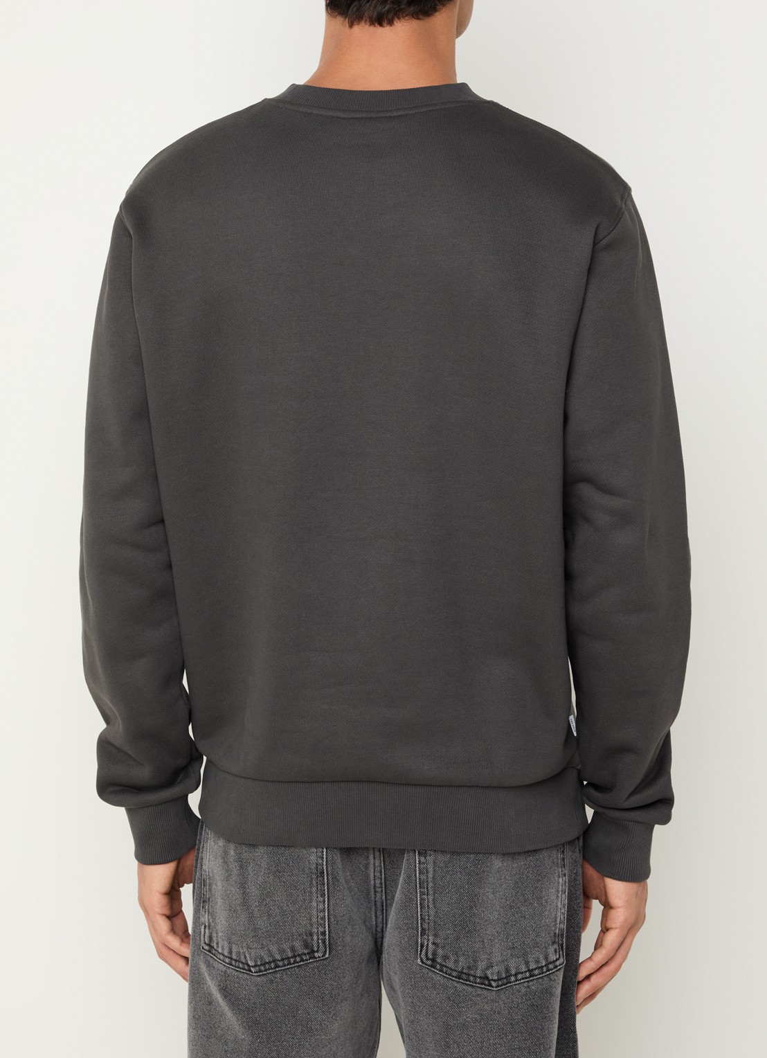 Les Deux Brady sweater met flock logoprint - achterkant 4 middengrijs