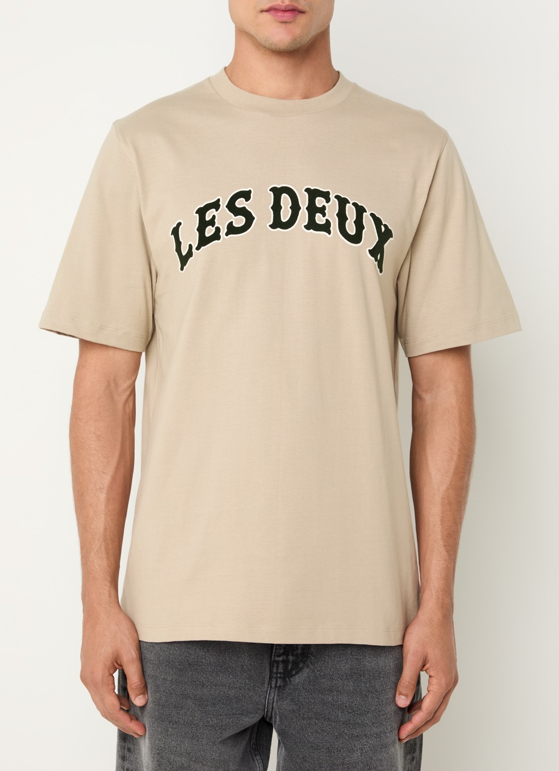 Les Deux Brady Western T-shirt met flock logoprint - detail 2 khaki