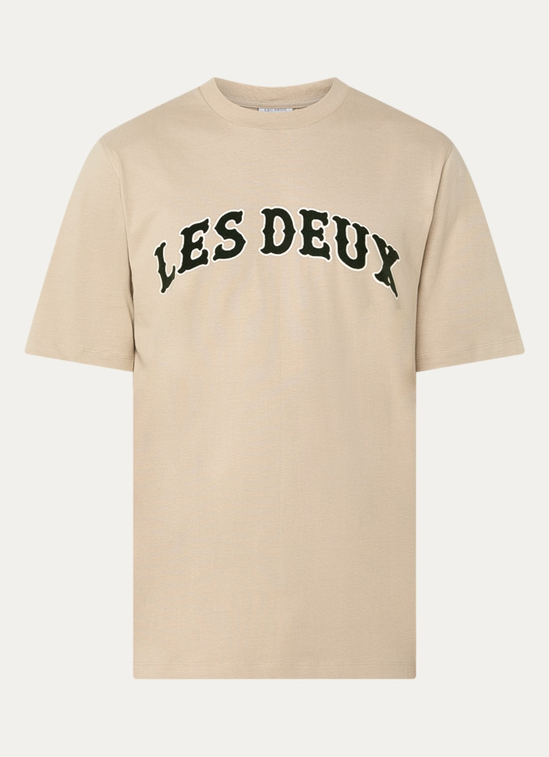 Les Deux Brady Western T-shirt met flock logoprint - voorkant 3 khaki