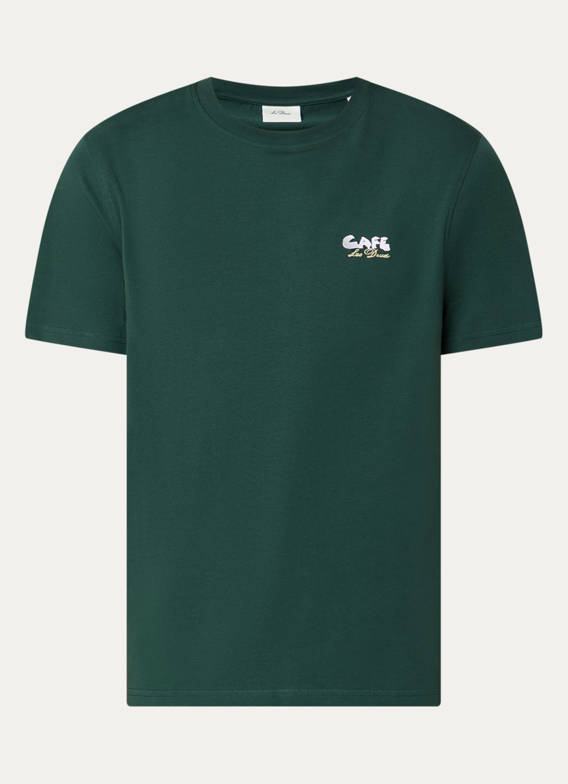 Les Deux Cafe T-shirt met logo- en backprint - voorkant groen