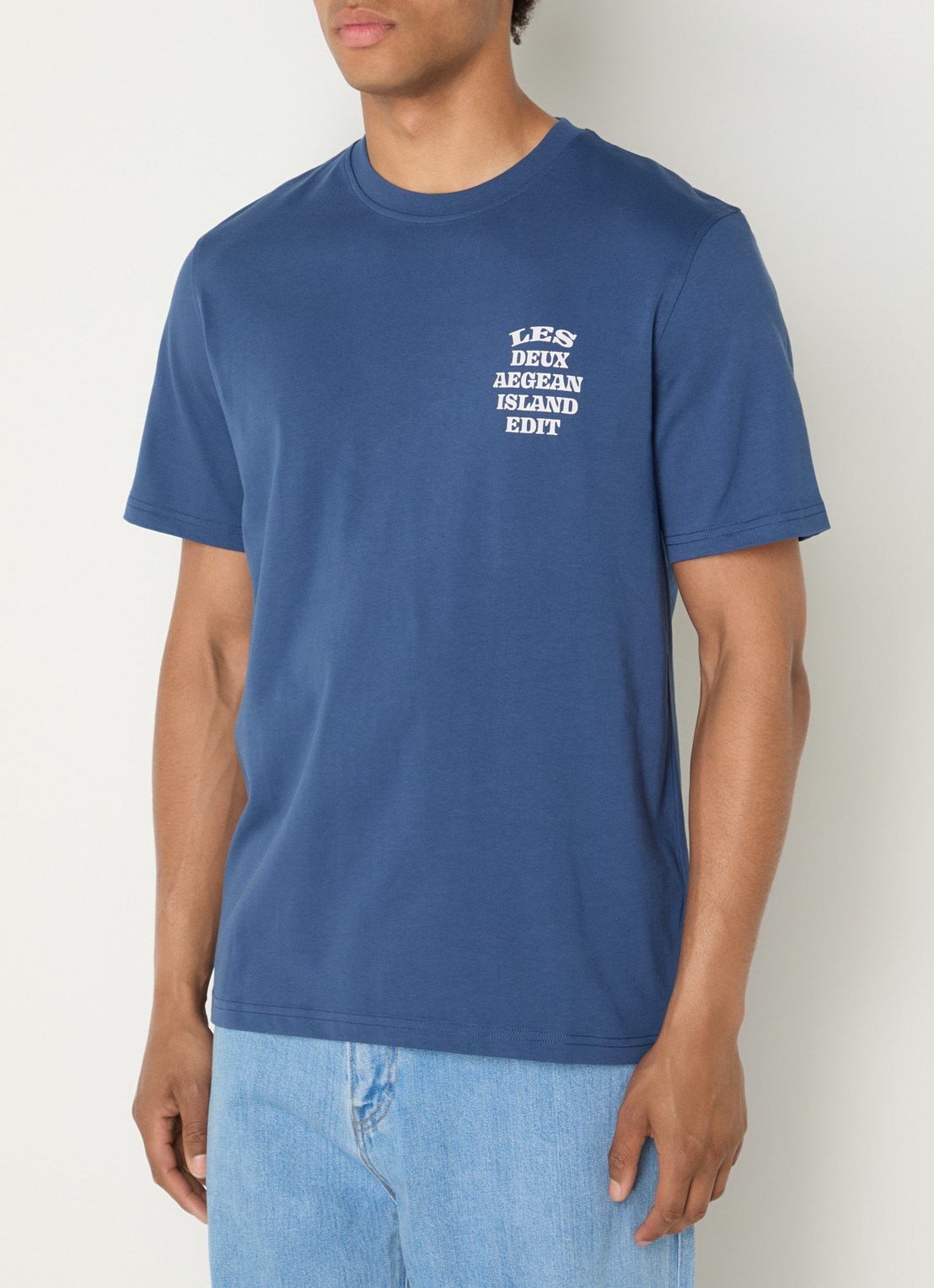 Les Deux Ceramic T-shirt met logo- en backprint - achterkant blauw