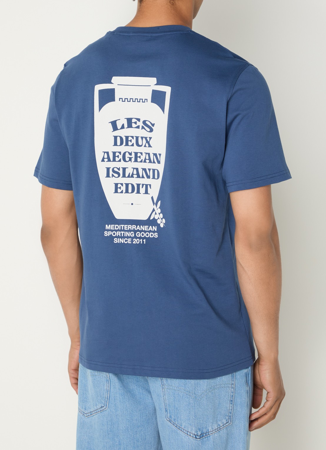 Les Deux Ceramic T-shirt met logo- en backprint - detail 4 blauw