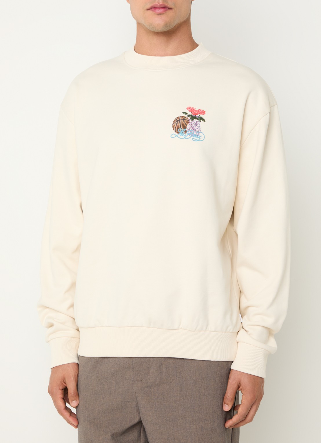 Les Deux Cole sweater met logo- en backprint - achterkant creme