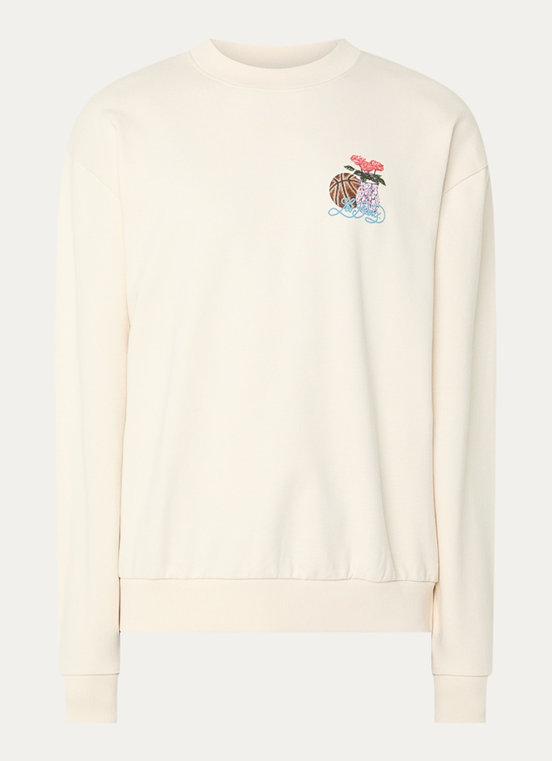 Les Deux Cole sweater met logo- en backprint - voorkant 2 creme