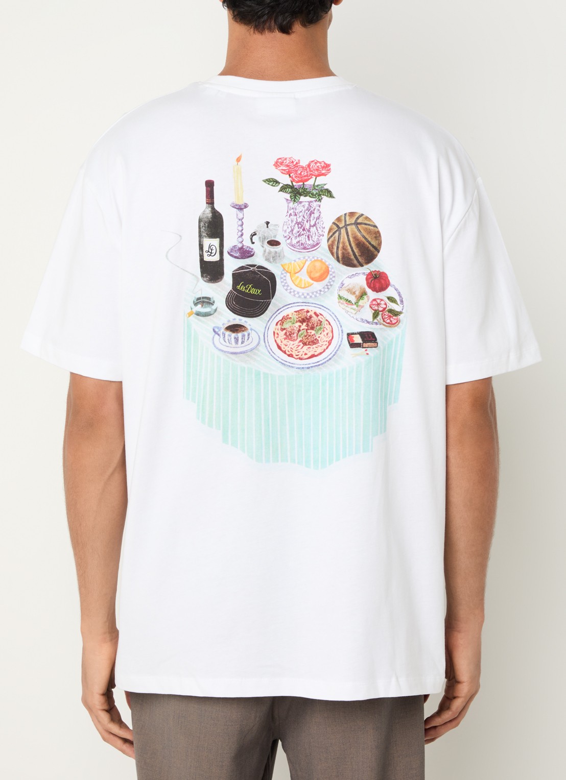 Les Deux Cole T-shirt met logo- en backprint - detail 3 wit