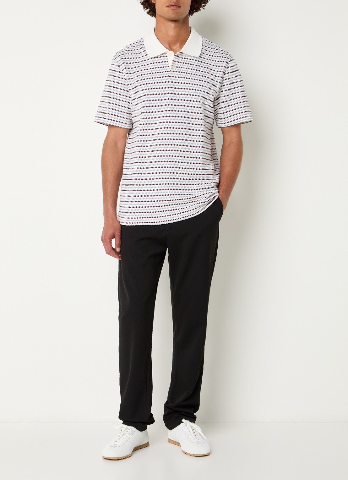 Les Deux Como straight fit pantalon met steekzakken - voorkant 2 zwart