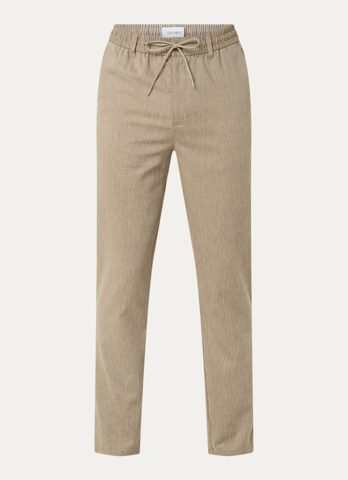 Les Deux Como tapered fit chino in linnnblend met steekzakken - voorkant 4 khaki