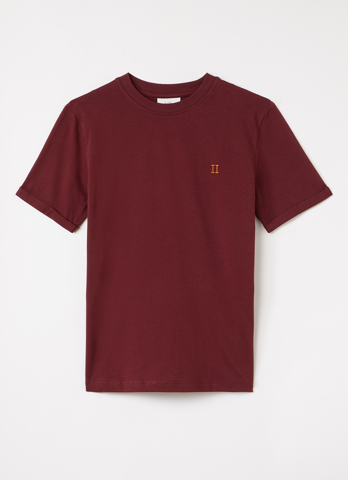 Les Deux Core Contrast T-shirt met logoborduring - voorkant bordeauxrood