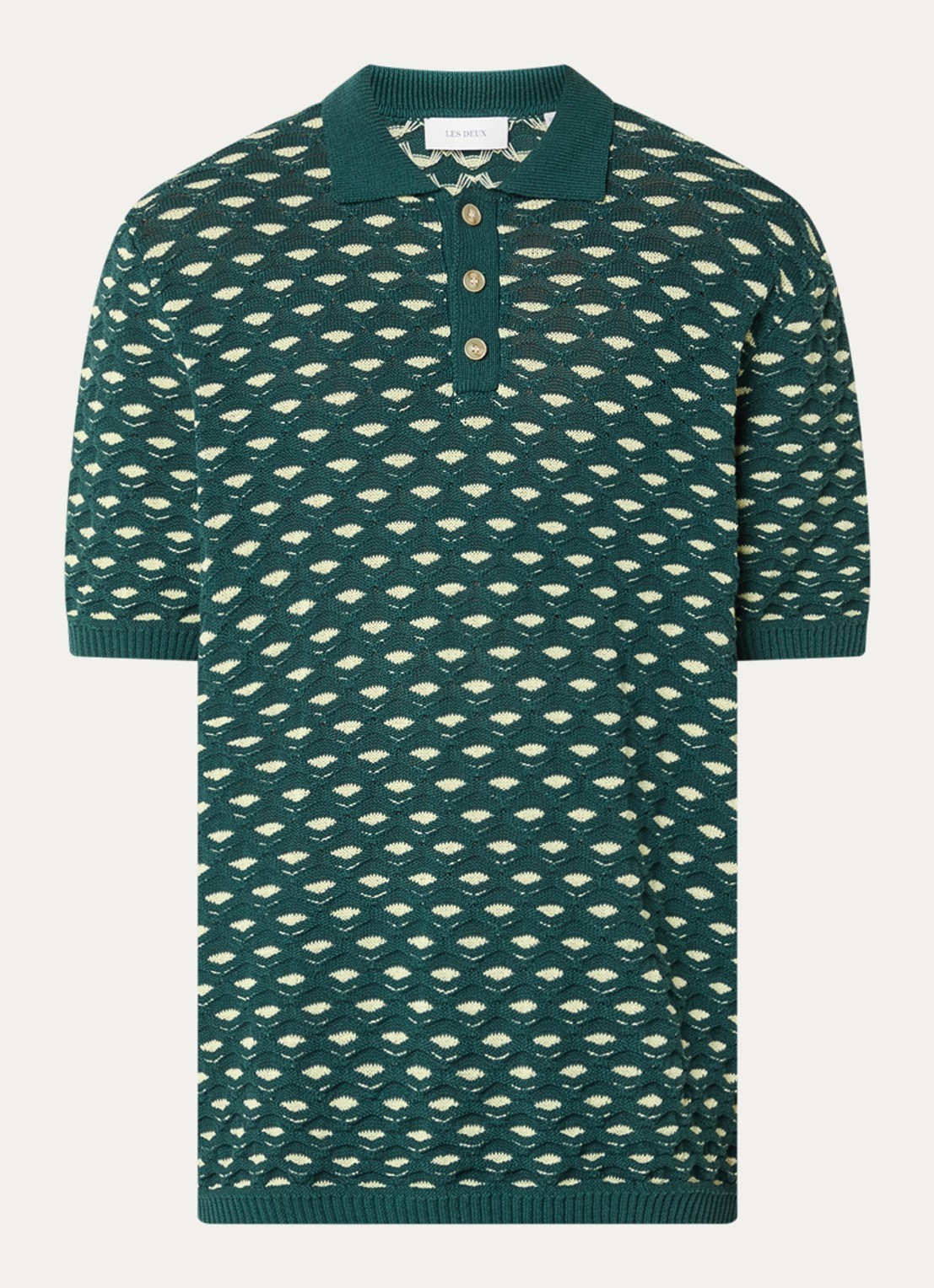 Les Deux Esmay grofgebreide regular fit polo - voorkant groen