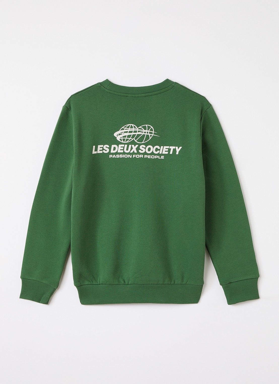 Les Deux Exhibition sweater met logo- en backprint - voorkant 2 groen