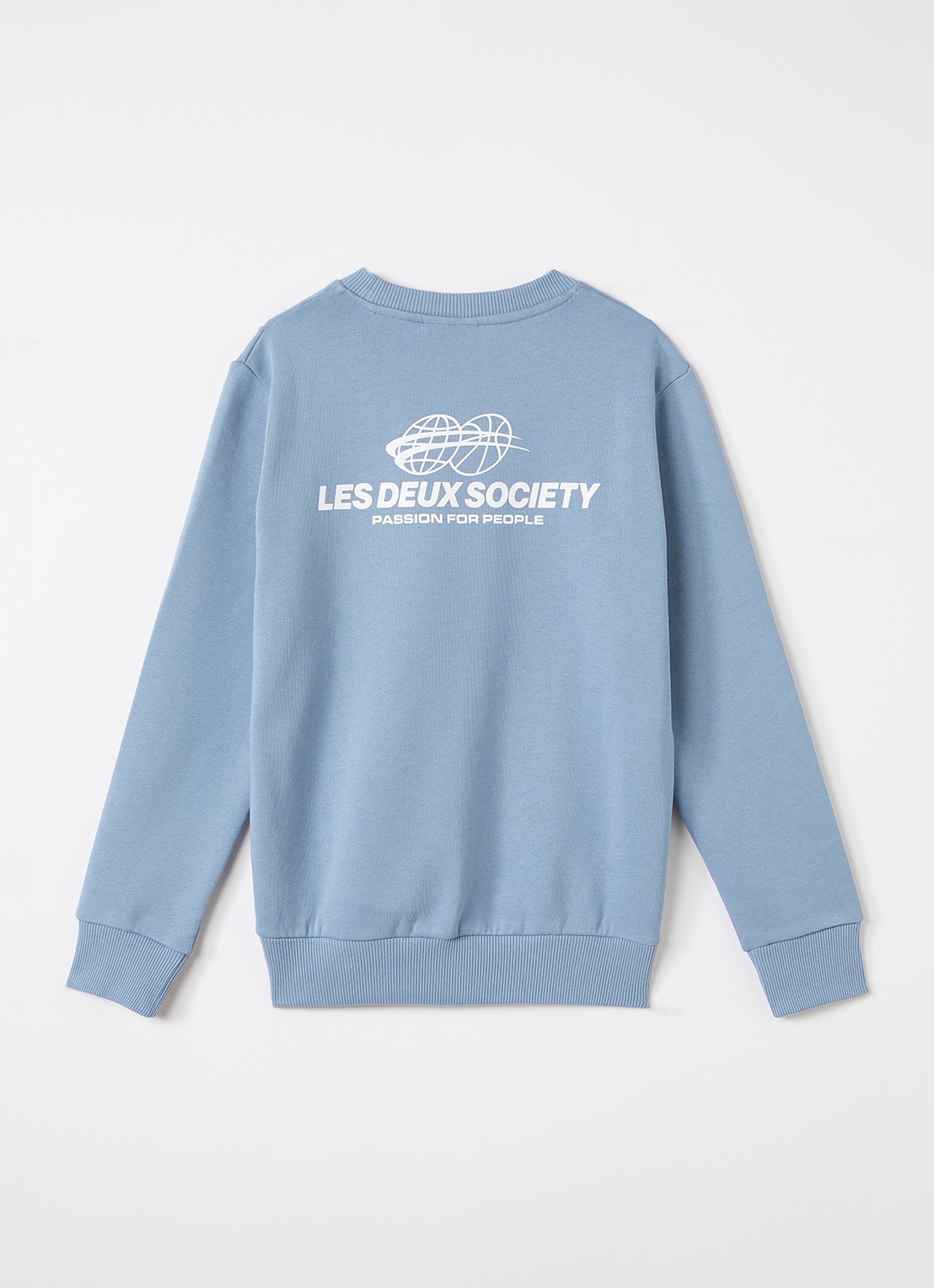 Les Deux Exhibition sweater met logo- en backprint - voorkant 2 lichtblauw